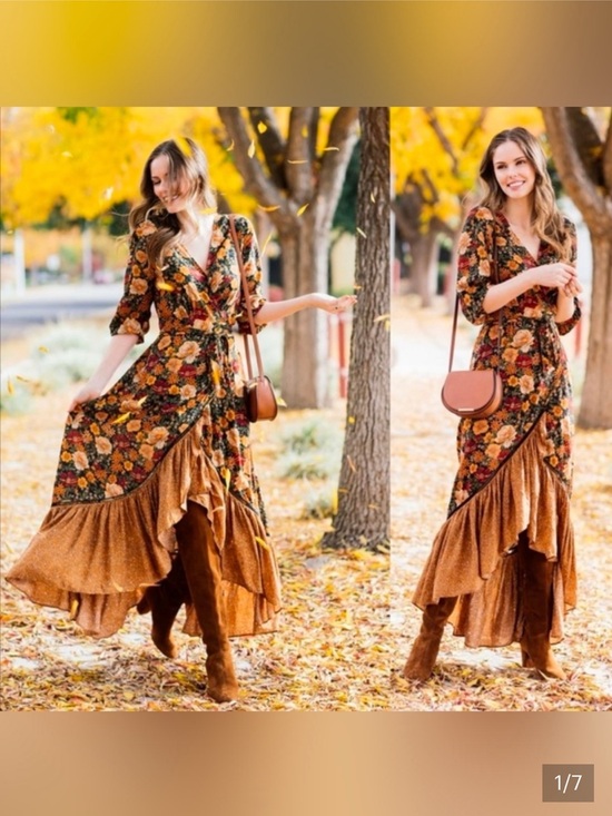 FARM Rio Dresses & Skirts - FARM Rio Floral Wrap Maxi Dress in Rust Floral